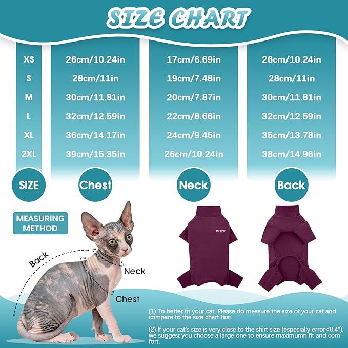 ROZKITCH Hairless Cat Sweater, Breathable Soft Jumpers for Sphynx Only, Coat with Four Legs, Warm Sweater T-Shirt Cat Pajamas Jumpsuit Vest Cornish Rex, Devon Rex, Peterbald Purple S