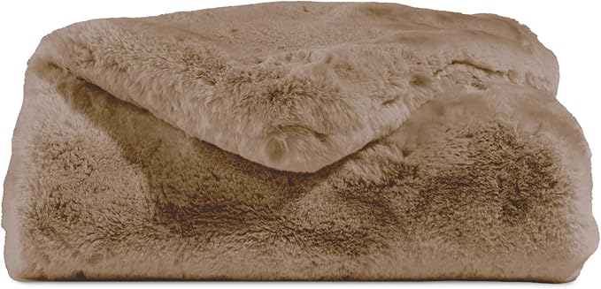 Cozy Earth Cuddle Blanket - Faux Fur Ultra-Soft Luxury Throw Blanket - Thick & Cozy Oversized Design for Lounging or Sharing - Machine Washable - Throw 60" x 50" Walnut