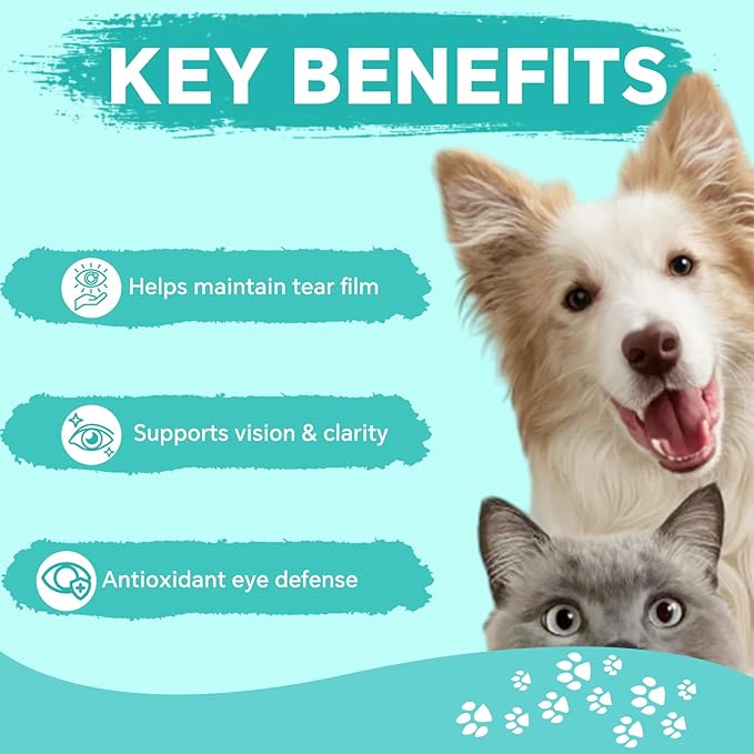 Dry Eye Relief for Dogs – Actoferrin, Black Currant Seed Oil, Omega-3 (EPA/DHA), Lutein & Taurine | Supports Eye Moisture & Reduces Dry Eye Symptoms