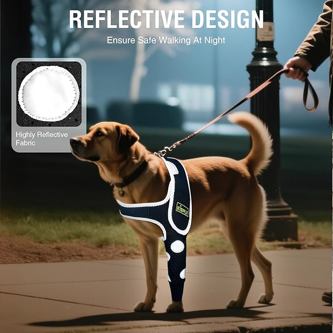 Dog Elbow Brace & Front Leg Brace for Dogs to Stop Licking – Dog Elbow Protector & Hygroma Elbow Pads for Dogs, Adjustable Dog Sleeves for Front Legs, Reflective – Left Leg, S