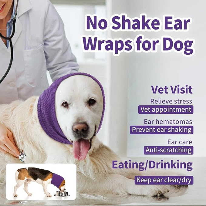 Nanaki Dog Hood Calming Ear Wrap, Quiet Headband Head Cover Dog Snood Doggy Ear Fireworks Muffs, The Grooming and Force Drying Pet Protector for Anxiety Relief Calming Doggy Head Covers for Noise
