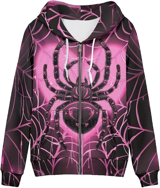 WELLFLYHOM Women Y2K Hoodie Zip Up Sweatshirt Vintage Jackets Hooded Cardigan