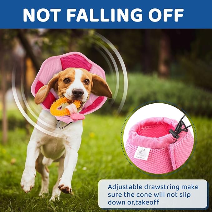SUNFURA Dog Cone - Soft Cone for Dogs to Stop Licking, Pet E-Collar Alternative After Surgery, Adjustable Pet Recovery Collar for Wound Healing, Pink Small
