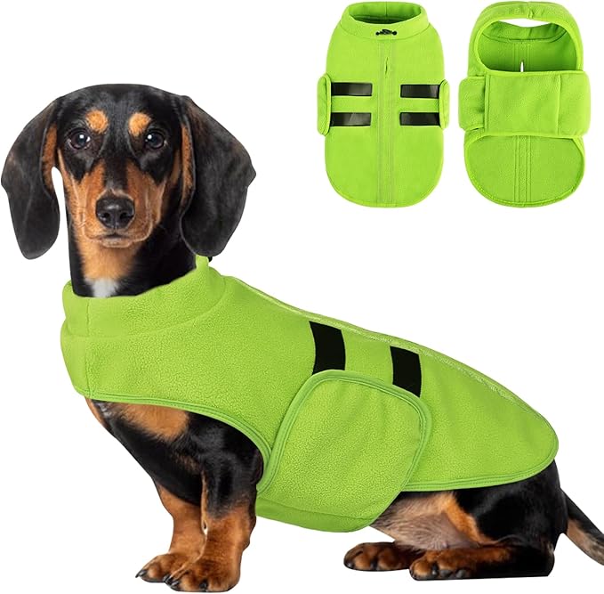 Dog Sweater,Adjustable Dog Sweaters for Small, Medium and Large Dogs Boys Girls, Dachshund Chihuahua Fleece Dogs Sweater(Green,M)