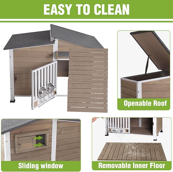 Large Heated Dog House Outdoor XL Insulated Dog House Weatherproof Dog Kennel (Outdoor Dog House (Standard Model), Large Insulated Dog House (AIR7021-Brown))