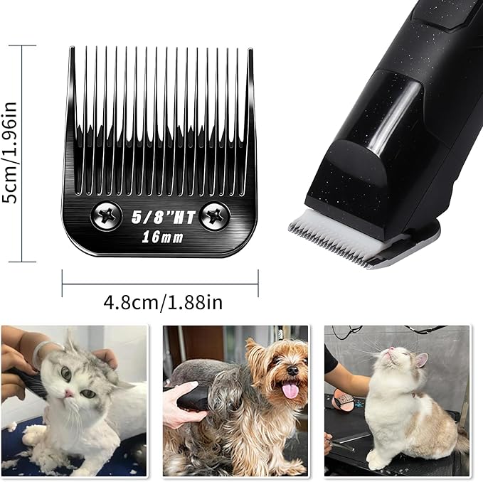 2 Pcs Size 5/8HT Detachable Dog Grooming Blades, Compatible with Andis, Oster A5, Wahl KM10 Series Clippers, Cut Length 16mm, Black (5/8HT 16mm, 2Pcs)