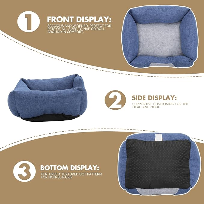 Athena Collection Small Dog Bed, 20 Inches Washable Dog Bed for Small Dogs Puppy Cats Pets, Cozy Soft Warming Fabric with Nonskid Bottom