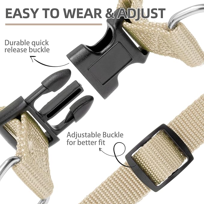 PUPTECK No Pull Dog Harness Soft Adjustable Basic Nylon Step in Puppy Vest Outdoor Walking with ID Tag