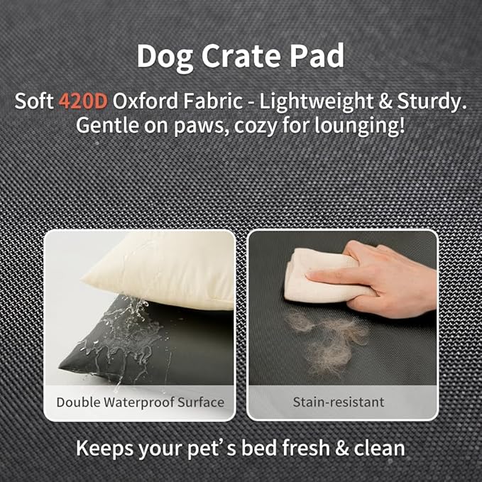 Dog Bed for Dog Crate Oxford Puppy Crate Pad Waterproof Pet Beds Outdoor Cage Mat Easy Rinse Black 36×23×3 Inch