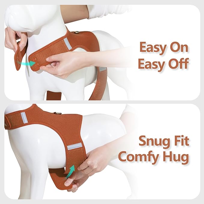 Dog Harness for Puppy – Adjustable Reflective Easy Put On Soft Mesh Vest for Small Dogs with 2 Patches (Carmel Brown,XXS)