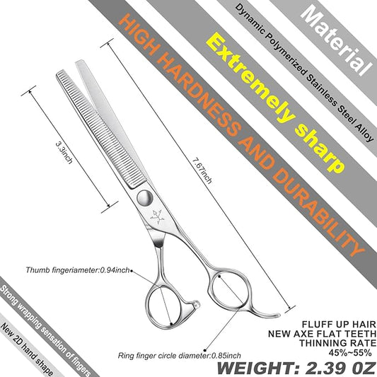 High-end Professional Dog Grooming Thinning Scissors Teeth Cutting Blending Shears Pet Texturizing Shears 7 Inch Extremely Very Sharp Stainless Steel Alloy For Cat Other Animals Groomer