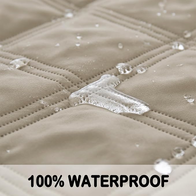 fuguitex Waterproof Dog Blanket Reversible for Small Dogs Resistant Leakproof Washable Couch Cushion Bed Protector Cover for Indoor Furniture Pet Friendly（82"*102",Brown+Khaki+Khaki