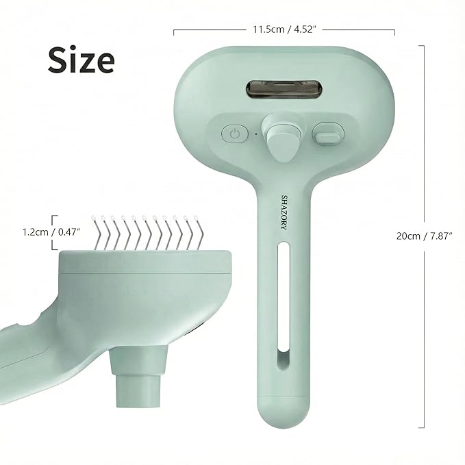 3-in-1 Anti-Static Pet Steam Brush for Dogs & Cats - Steam Clean, Calming Massage & Self-Cleaning Hair Ejection, Quick Heat-Up, USB-C Rechargeable, Low-Noise Deshedding & Dematting - Green