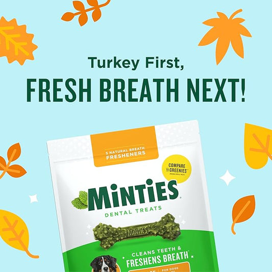 Minties Dental Chews for Dogs, 36 Count, Vet-Recommended Mint-Flavored Treats for Large Dogs Over 50 lbs, Dental Bones Clean Teeth, Fight Bad Breath, and Removes Plaque and Tartar