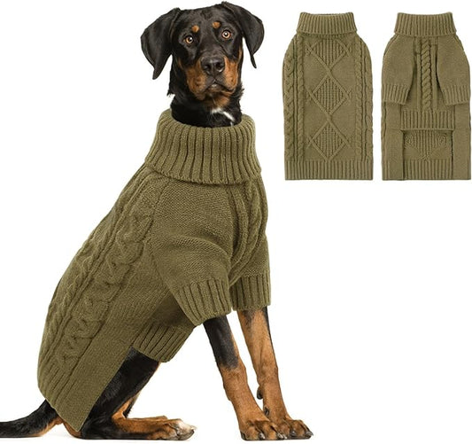 ASENKU Knitted Dog Sweater, Pullover Big Thermal Dog Winter Sweater, Turtleneck Doggy Sweaters for Large Medium Dogs Boy Girl, Warm Pet Sweaters Outfit Border Collie,Pit Bull,Golden Retriever, 5XL