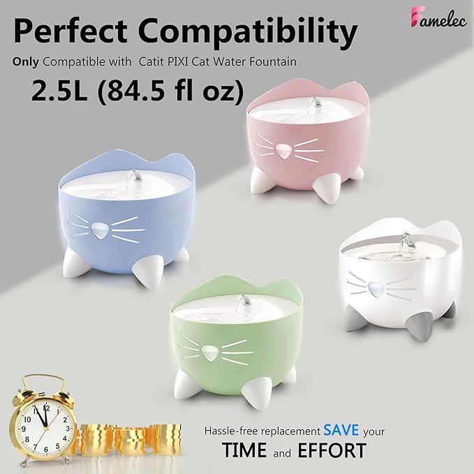 18 Pcs Cat Fountain Filter Replacement for 2.5L Catit Pixi Water Fountain Filters, Replacement Triple Action Water Filter with Ion-exchange Resin & Activated Carbon for Cat Drinking Fountain