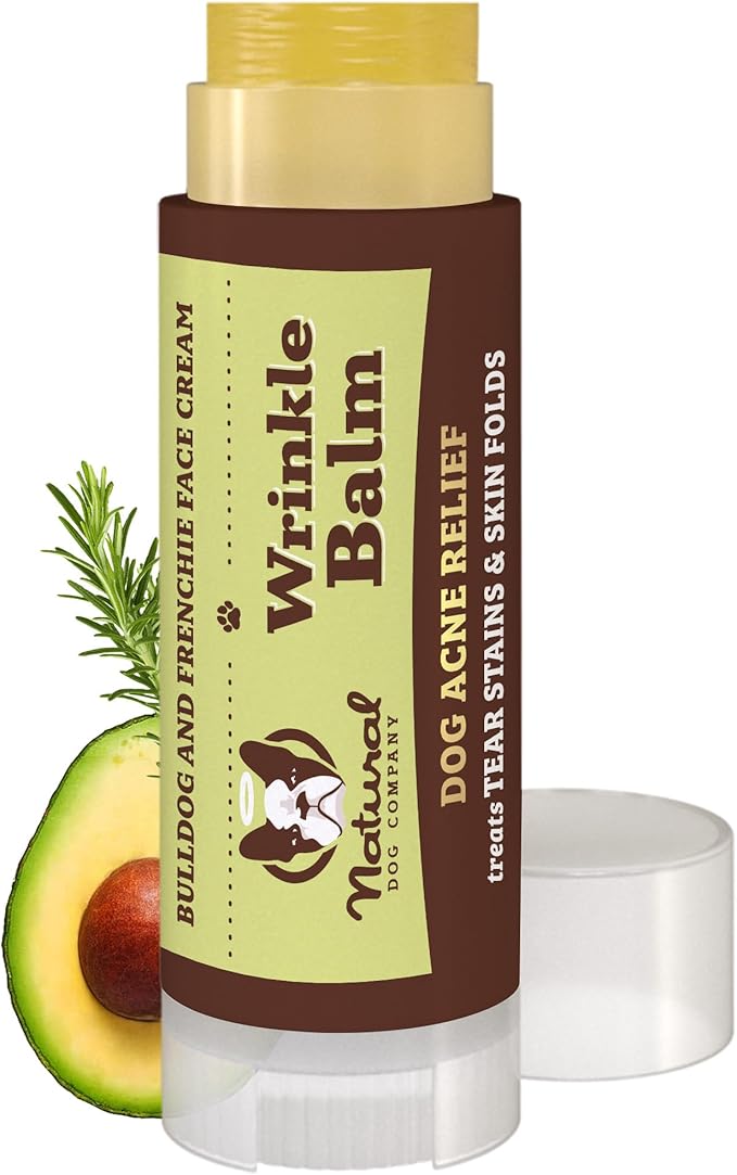 Natural Dog Company Wrinkle Balm, Travel Stick, 0.15 oz, Dog Lotion for Dry Itchy Skin, Cleans Wrinkles, Yeast Infection Treatment for Dogs, Plant Based, Frenchie Dog Accessories, Made in USA