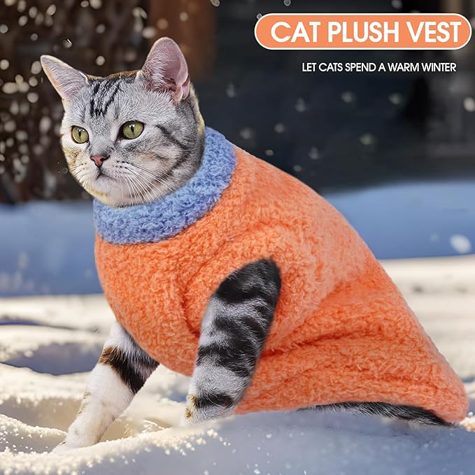 Cat Sweater, Warm Kitten Coat Fleece Vest, Sphynx Hairless Cat Shirts, Soft Pajamas for Cats Only