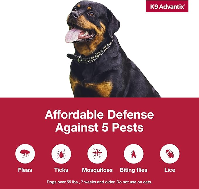 K9 Advantix Flea, Tick & Mosquito Prevention for Dogs Over 55 lbs. | Flea Drops for Extra Large Dogs | Apply Monthly | 2 Treatments (Pack of 2)
