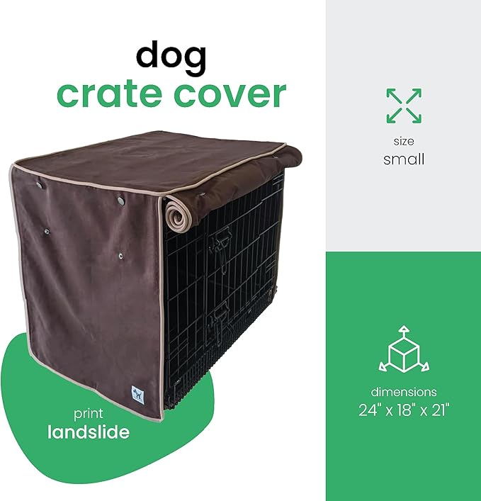 Molly Mutt Landslide Dog Crate Cover, 100% Cotton Canvas Cover with 2 Roll-Up Panels, Ideal for Dog or Cat Crate, Durable, Washable, and Free of Harmful Chemicals, 24" x 18" x 21"