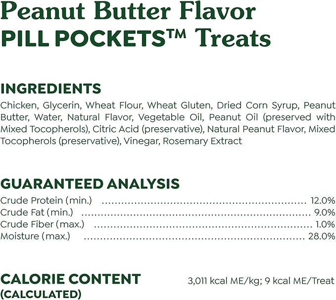 Greenies Pill Pockets for Dogs Small Size, Soft Dog Treats, with Real Peanut Butter, 3.2 oz. Pouch (30 Treats)