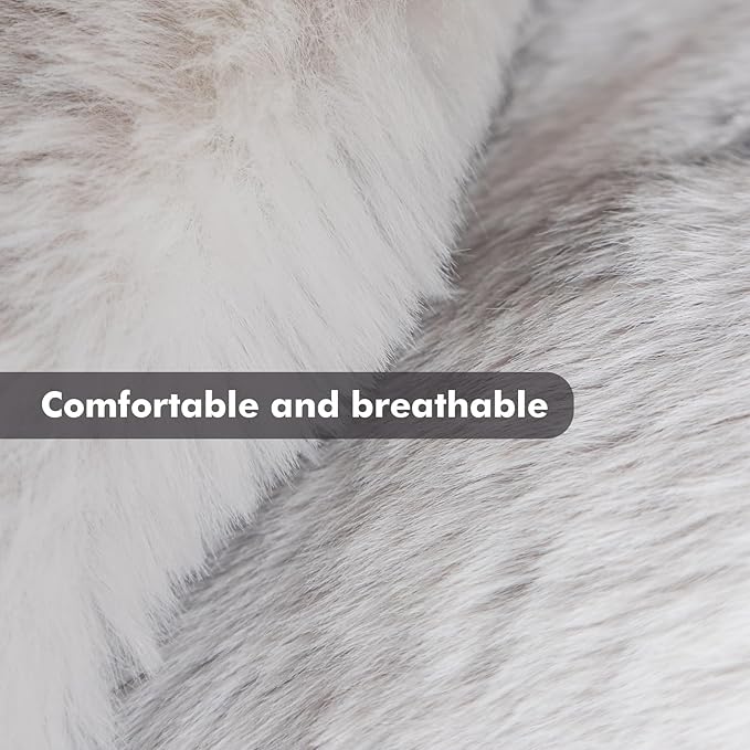 LiveGo Fuzzy Calming Dog Sofa Bed Mat, Washable Plush Couch Cover for Pets, Furniture Protector with Anti-Slip Bottom (Light Gray, 29.5"*29.5")