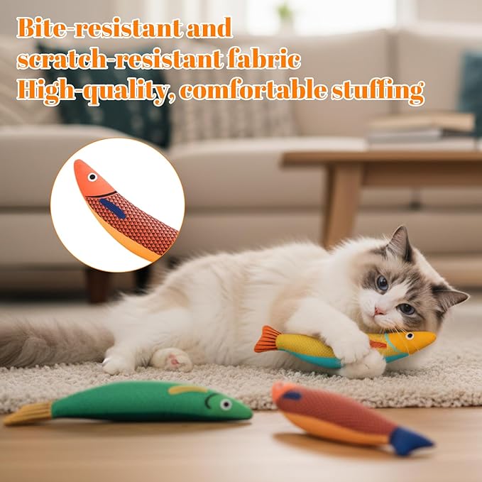 3 Pack Catnip Toys, Cat Toys Interactive, Interactive Cat Toys for Indoor Cats, Saury Fish Kitten Toys Suitable for Playtime and Hunting Instinct Stimulation