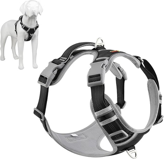Plutus Pet No Pull Dog Harness, Release at Neck, Reflective Adjustable Dog Vest Harness, Easy Control Handle for Walking, for Small Medium Large Dogs, Black, S