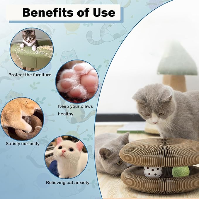 LGYJQTCMG Magic Organ Cat Scratcher Adventure Toy with Bell and Catnip Balls Toys Foldable Recyclable Accordion Kitten Toy Ultimate Interactive Mental & Physical Exercise Cat Toys for Indoor Cats