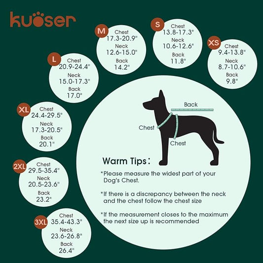 Kuoser Warm Dog Coat, Waterproof Dog Jacket for Extra Large Dogs, Adjustable Durable XXXL Doggie Winter Coat Reversible Puppy Cold Weather Apparel for Large Breed, Rose 3XL