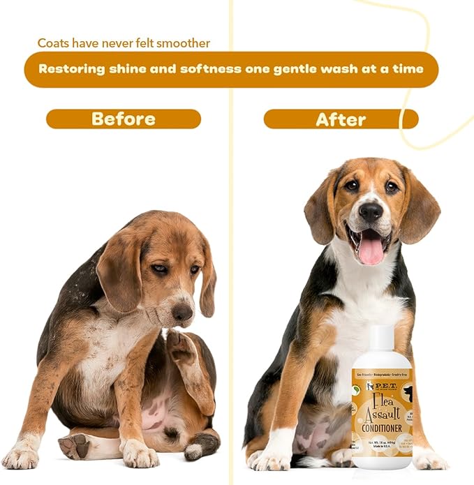 P.E.T. Flea Assault Pear & Pomegranate Dog & Cat Conditioner, 16 oz | Deep Moisture, Detangles & Soothes Sensitive Skin | Sulfate-Free, pH-Balanced Cosmetic Formula