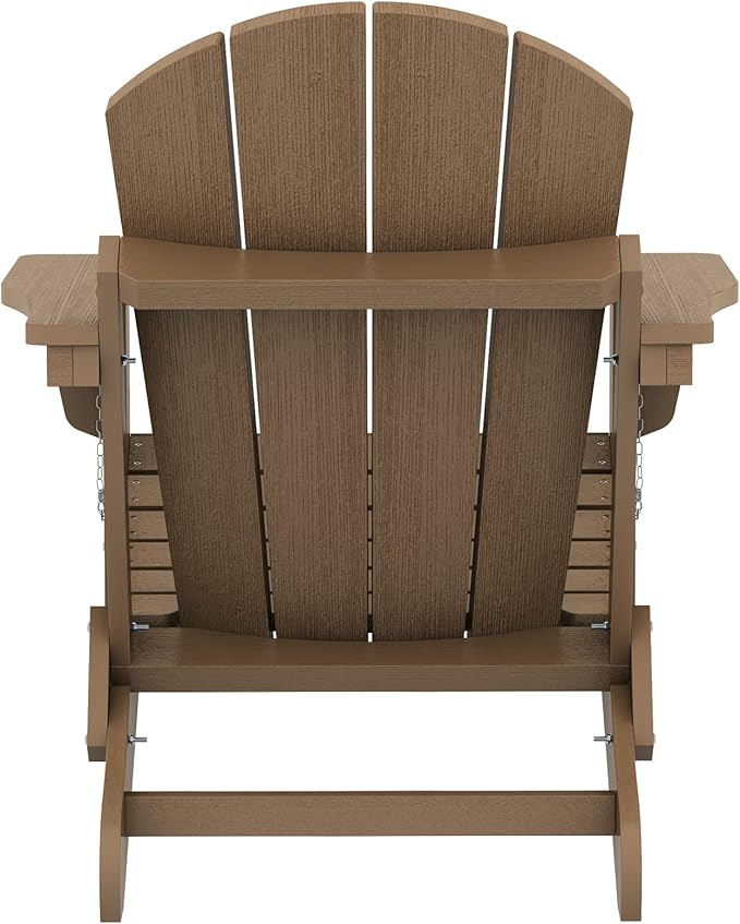 SERWALL Folding Adirondack Chair Set of 2 Outdoor Chairs Painted Adirondack Chair Weather Resistant for Patio Deck Garden, Backyard Deck, Fire Pit- Brown
