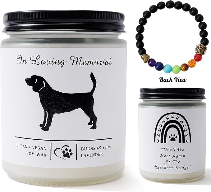 Soy Wax Scented Dog Memorial Candle, Loss of Dog Gift Candle, Dog Sympathy Candle, Dog Memorial Gifts for Loss of Dog, Thoughtful Sympathy, Remembrance - 7 Ounces (Beagle)