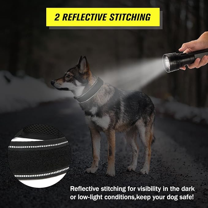 Tactical Dog Collar with Handle - Military Adjustable Dog Training Collar Soft Nylon and Heavy Duty Metal Buckle for Medium Large Dogs - with Patch (Black with Patch, X-Large)