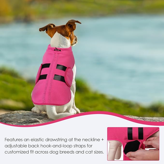 Dog Sweater,Adjustable Dog Sweaters for Small, Medium and Large Dogs Boys Girls, Dachshund Chihuahua Fleece Dogs Sweater(Pink,XS)