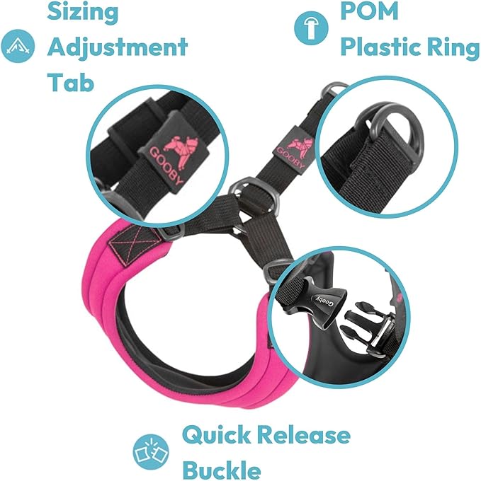 Gooby Escape Free Sport Harness - Turquoise, Medium - No Choke Step-In Patented Neoprene Small Dog Harness, Four-Point Adjustment - Perfect on the Go Dog Harness for Medium Dogs No Pull and Small Dogs