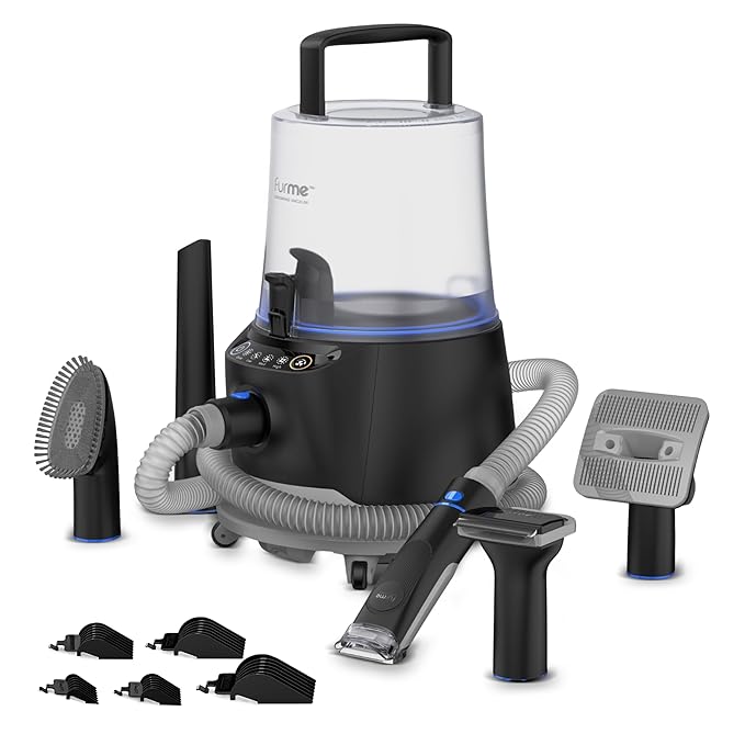 FURME Original Pet Grooming Vacuum Kit - Cat & Dog Grooming Kit for Easy Pet Care at Home, Quiet & Safe Dog Hair Remover Machine with Brush, Clipper, Shedding & Cleaner Tools & 4.5L Canister
