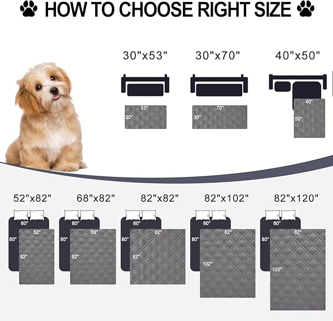 Smiry Waterproof Dog Blanket, 52x82 Inch Soft Pet Bed Cover Reversible, Washable Sofa Couch Furniture Protector for Small Medium Large Dog Puppy Cat, Geometric, Grey/Dark Grey