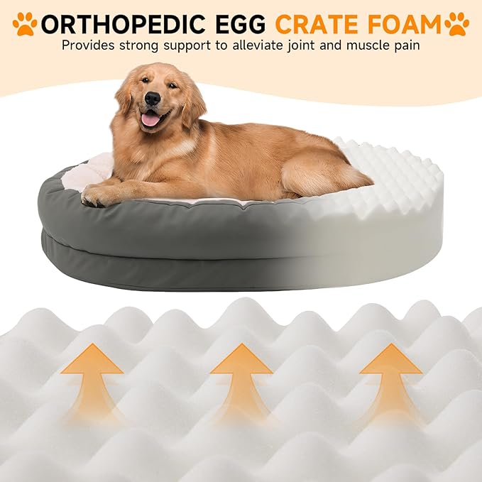 Waterproof Dog Beds for L Washable Sofa Pet Bed with Removable Cover & Non-Slip Bottom