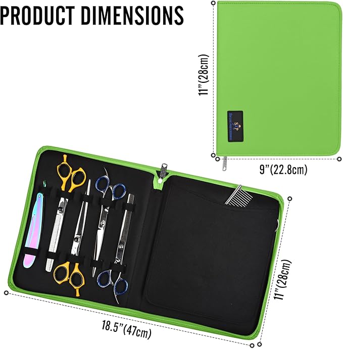 Case Holds 10 Grooming or Beauty Shears (GREEN)