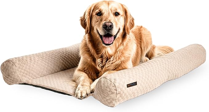 DenMate Dog Bed Co Sleeper: The First On-Bed DogBed for Your Pet. Perfect for Large/Medium Size Dogs; Helps Stabilizes Nighttime Movement to Help Improve Dog & Owners Sleep, Machine Washable.