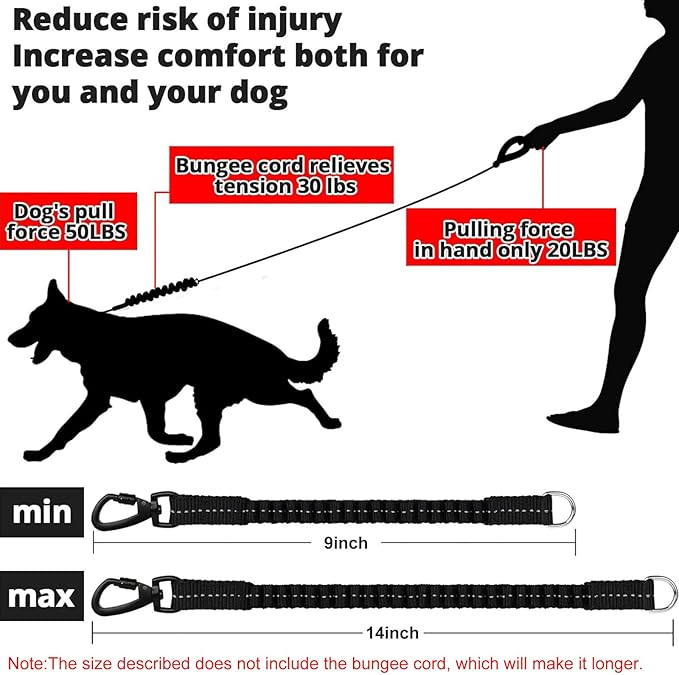 Rope Dog Leash 4 FT: Heavy Duty Leashes with Swivel Lockable Hook Reflective Threads Bungee and Padded Handle - Dog Lead for Large Small Medium Dogs Outside Walking Hiking Orange