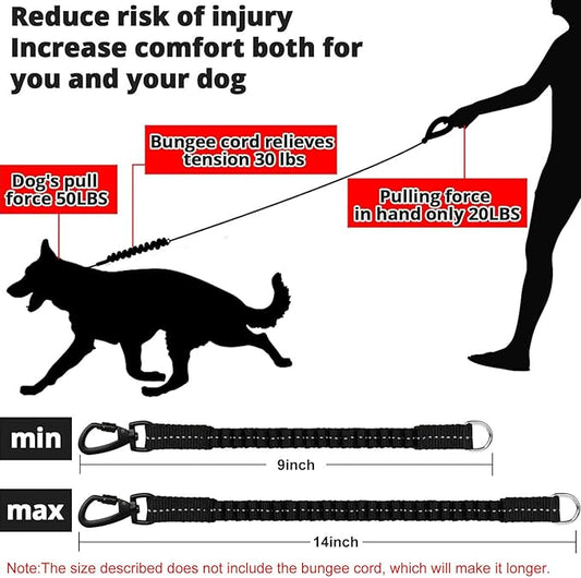 Rope Dog Leash 5 FT: Heavy Duty Leashes with Swivel Lockable Hook Reflective Threads Bungee and Padded Handle - Dog Lead for Large Small Medium Dogs Outside Walking Hiking Purple