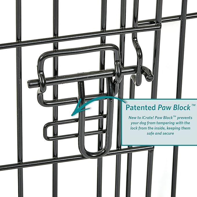 MidWest Homes for Pets 22-Inch Two-Door iCrate Folding Dog Crate with Divider Panel, Leak-Proof Tray & Secure Latches – Metal Wire Kennel for XS Breeds – Portable, Durable & Easy to Assemble
