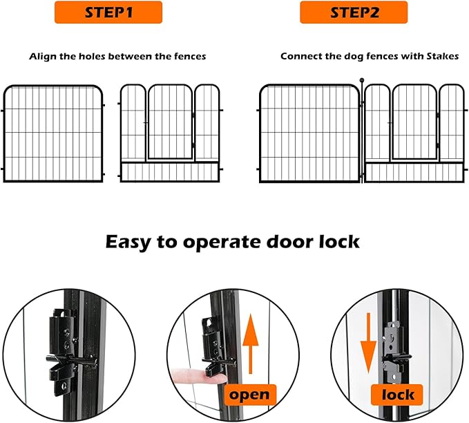 Dog Playpen Designed for Puppies/Small Dogs, Expandable Dog Pen for Indoor, 24 inch 8 Panels.Perfect Dog Pen for Camping, Yard, RV, Garden Fence, Black