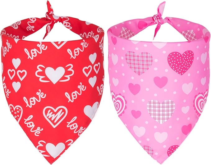ADOGGYGO Valentine Dog Bandana, Multiple Sizes Offered, Triangle Dog Scarf Valentine Bandana for Large X-Large Dogs (X-Large)