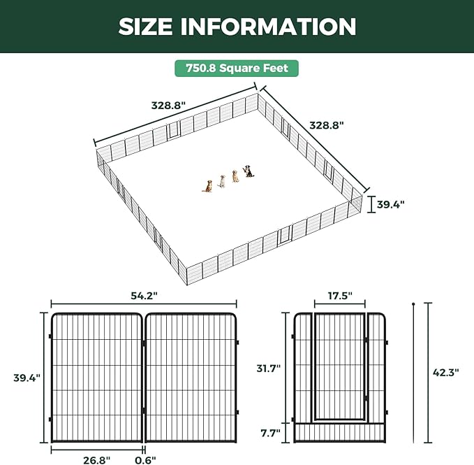 FXW Instant Unleashed Dog Playpen, Portable Pet Fence for Outdoor, RV Trips, and Camping, 40inch, 48 Panels for Medium and Large Dogs│Patented