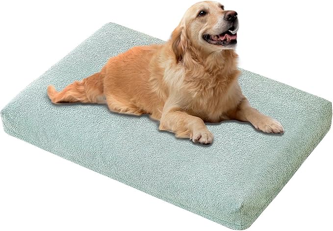 Dog Bed Crate Pad - Machine-Washable Removable Cover with Waterproof Liner, Luxury Dog Couch Bed with Non-Skip Bottom for Medium-Large Dogs & Most Crates (Green,41" x 28")