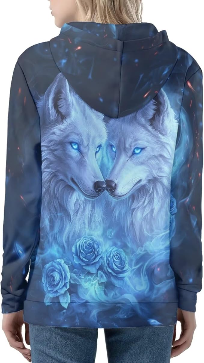 WELLFLYHOM Women Y2K Hoodie Zip Up Sweatshirt Vintage Jackets Hooded Cardigan