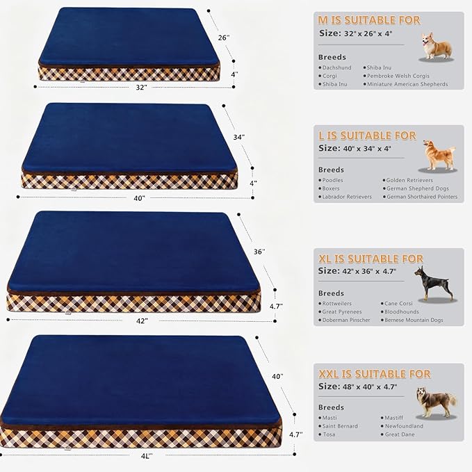 Magic Dog Orthopedic Extra Large Dog Bed, Super Soft 2-Layer High Density Foam XL Jumbo Pet Bed, No Installation Non Slip Bottom Dog Mattress with Removable Washable Cover